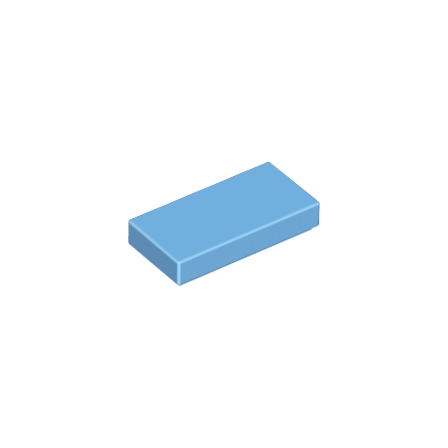 Medium Blue Tile 1 x 2