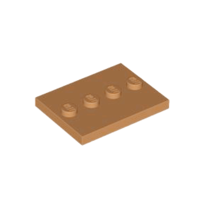 Medium Nougat Tile, Modified 3 x 4 with 4 Studs in Center