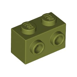 Olive Green Brick, Modified 1 x 2 with Studs on 1 Side