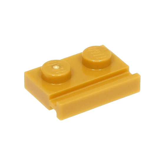 Pearl Gold Plate, Modified 1 x 2 with Door Rail