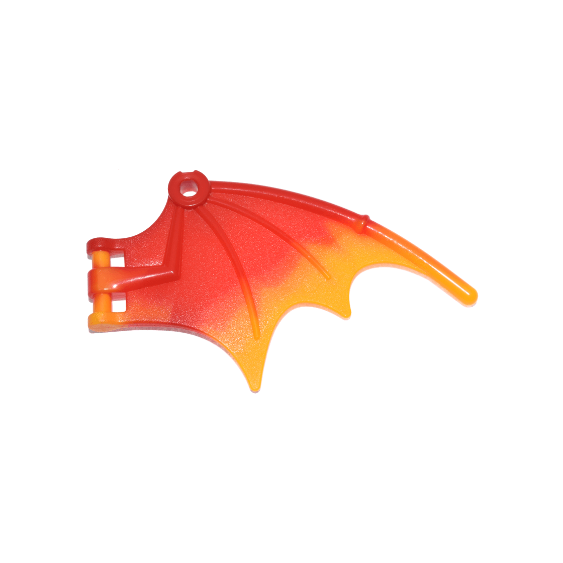Red Dragon Wing 8 1/4 x 5 with Marbled Bright Light Orange Trailing Edge Pattern