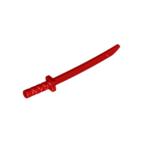 Red Minifigure, Weapon Sword, Shamshir / Katana Square Guard with Capped Pommel and Holes in Crossguard and Blade
