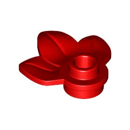 Red Plant Plate, Round 1 x 1 with 3 Layered Leaves
