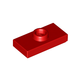 Red Plate, Modified 1 x 2 with 1 Stud with Groove and Bottom Stud Holder Jumper