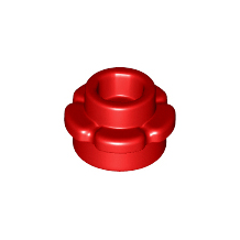 Red Plate, Round 1 x 1 with Flower Edge 5 Petals