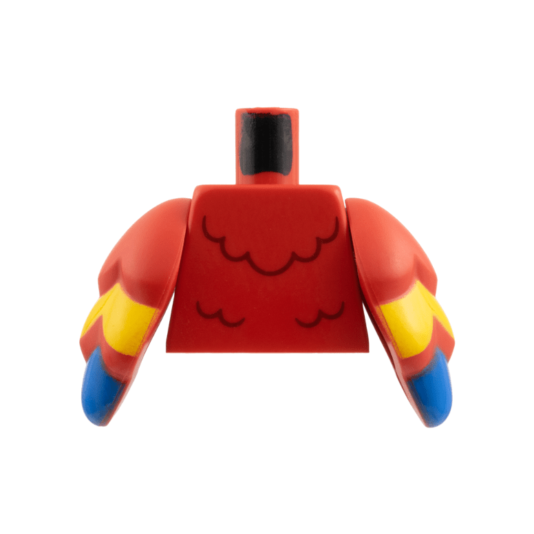 Red Torso Dark Red Feathers Pattern / Red Bird Wings with Yellow and Blue Feathers Pattern
