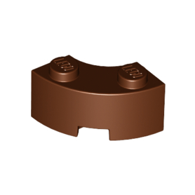 Reddish Brown Brick, Round Corner 2 x 2 Macaroni with Stud Notch and Reinforced Underside