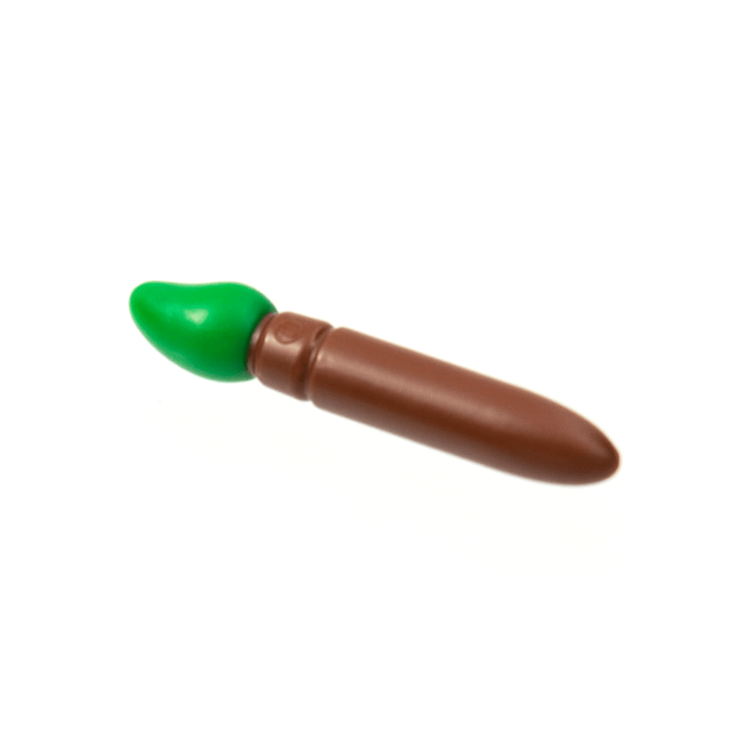 Reddish Brown Minifigure, Utensil Paint Brush with Molded Green Bristles Pattern
