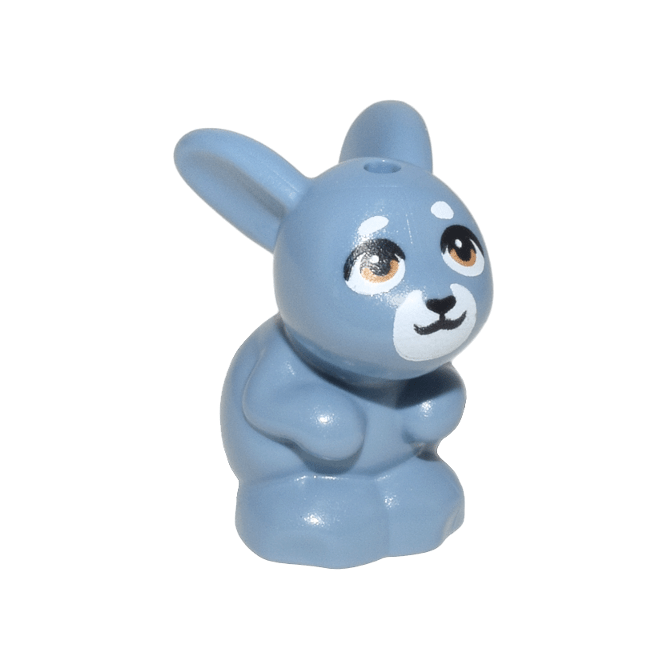 Sand Blue Bunny / Rabbit, Friends Style, Sitting with Medium Nougat Eyes, Black Nose and Mouth, and White Muzzle Pattern Melody
