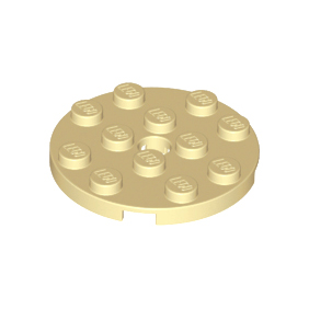 Tan Plate, Round 4 x 4 with Hole