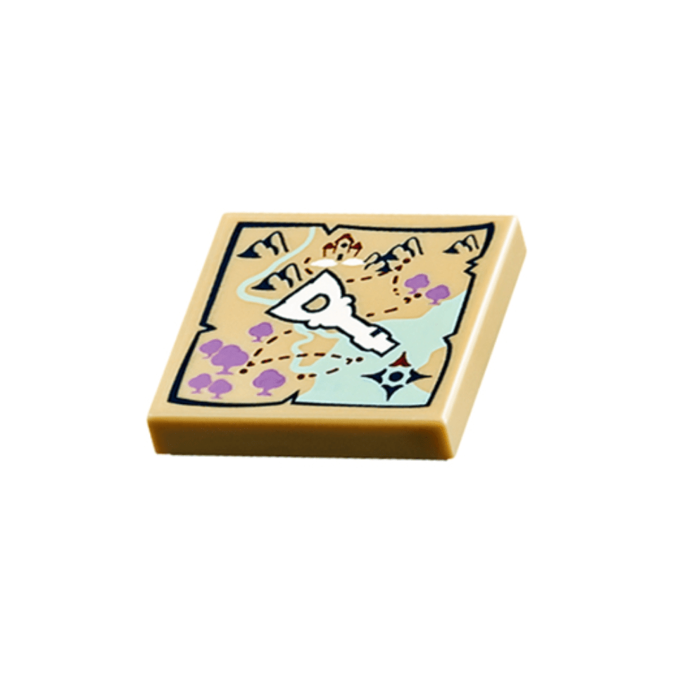 Tan Tile 2 x 2 with Map and Elven Key Pattern