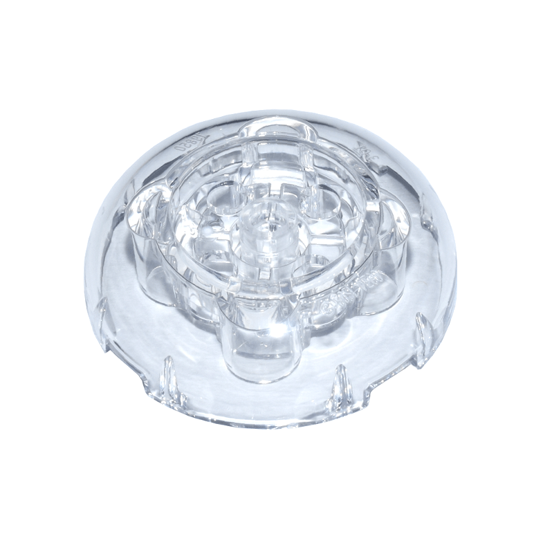 Trans-Clear Brick, Round 4 x 4 Dome Top with 2 x 2 Recessed Center