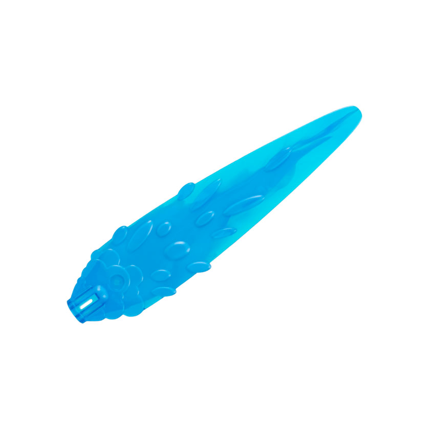 Trans-Dark Blue Flame / Vapor Trail with Ovals and Axle Hole End with Marbled Dark Azure Pattern