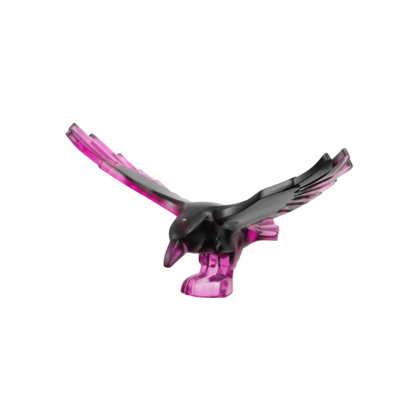 Trans-Dark Pink Bird, Raven with Spread Wings with Marbled Black Pattern