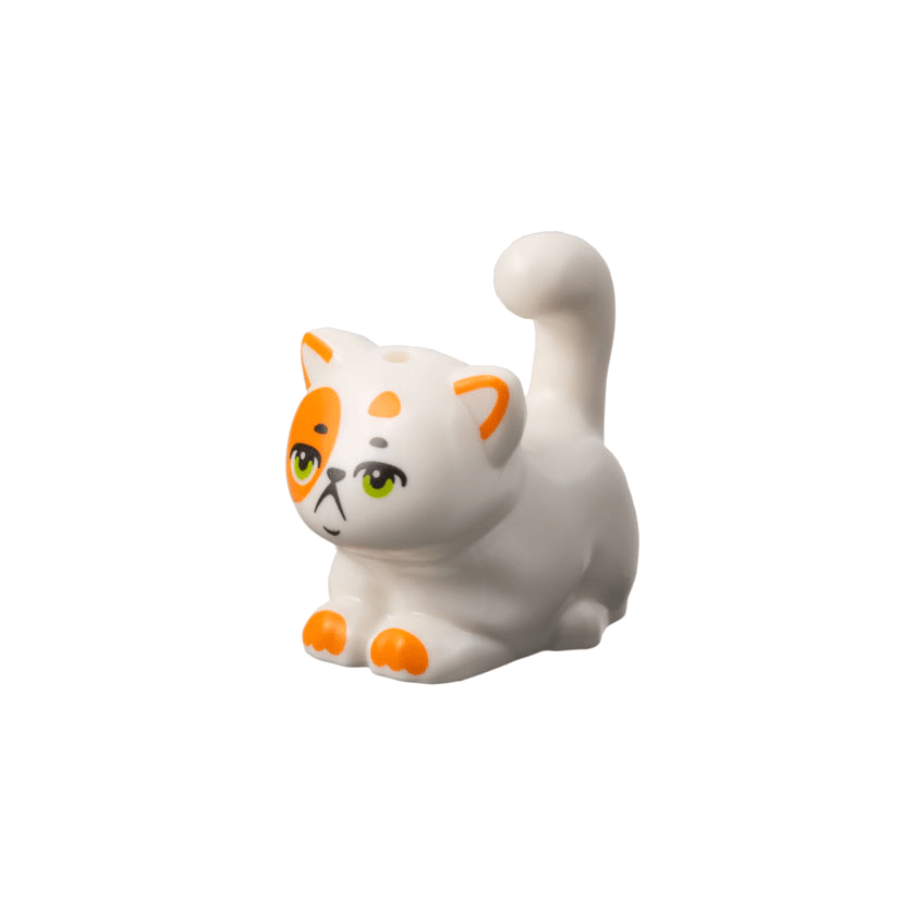 White Cat, Friends Style, Large, Sitting with Orange Markings and Lime Eyes Pattern Churro