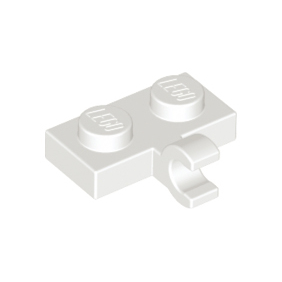 White Plate, Modified 1 x 2 with Clip on Side Horizontal Grip