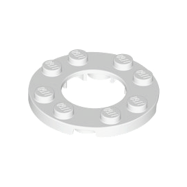 White Plate, Round 4 x 4 with 2 x 2 Round Open Center