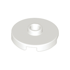 White Tile, Round 2 x 2 with Open Stud