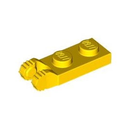 Yellow Hinge Plate 1 x 2 Locking with 2 Fingers on End