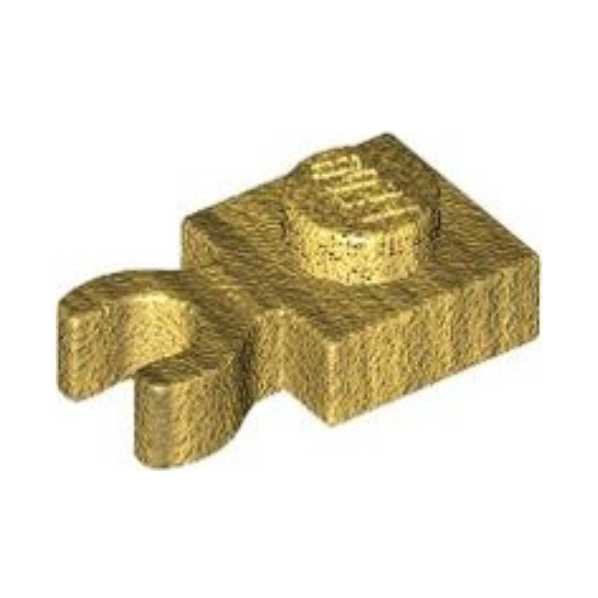 Pearl Gold Plate, Modified 1 x 1 with Open O Clip Thick (Vertical Grip)