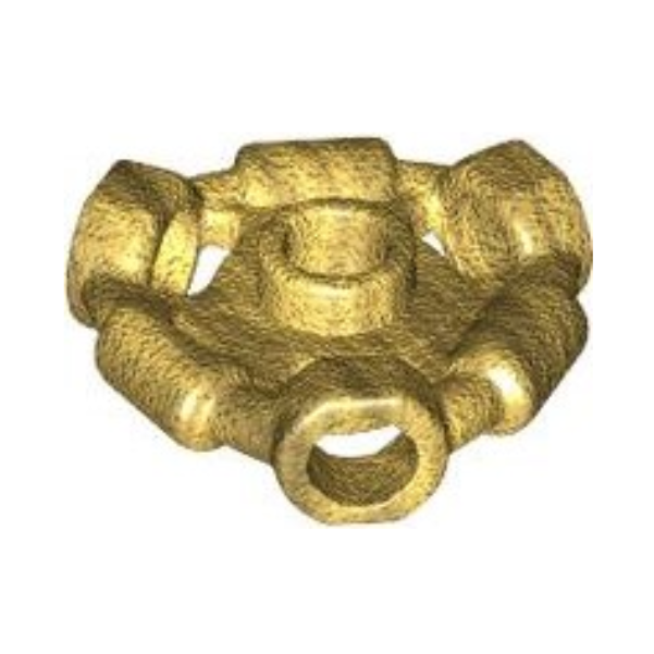 Pearl Gold Minifigure, Weapon Holder Ring with 3 Bars and 3 Bar Holes (Ninjago Aeroblade Center) - Open Stud