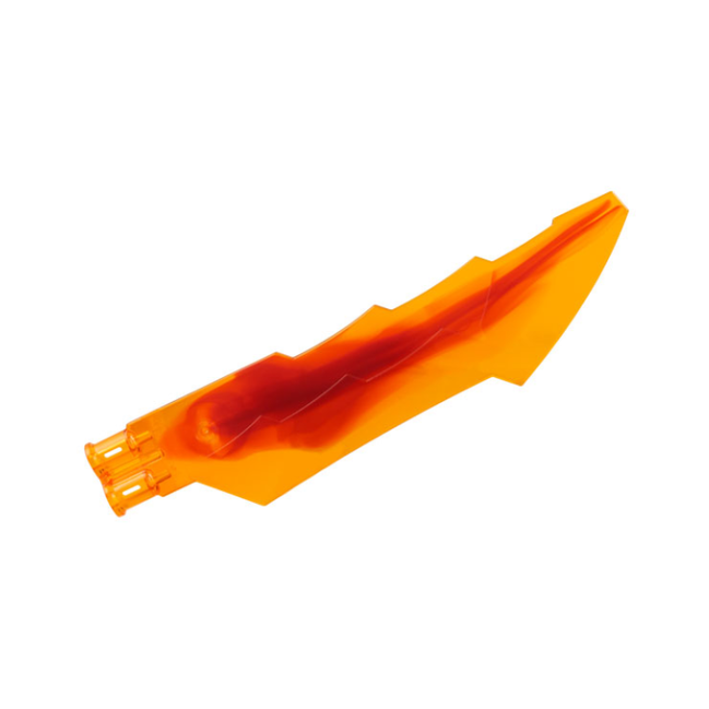 Trans-Orange Propeller 1 Blade 14L with 2 Axle Holes and Jagged Edges (Sword Blade) with Marbled Dark Red Pattern