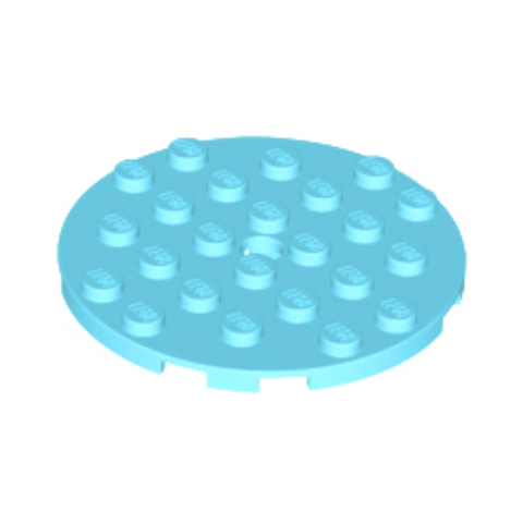 Medium Azure Plate, Round 6 x 6 with Hole