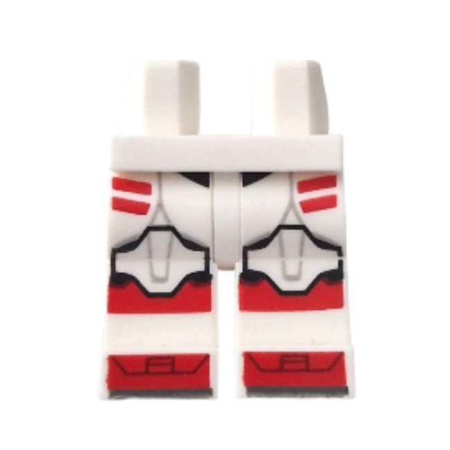 White Hips and Legs with SW Clone Trooper Armor with Knee Pads, Red Stripes and Shoe Tips Pattern