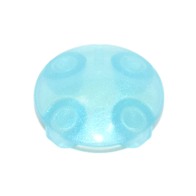 Satin Trans-Light Blue Plate, Round 2 x 2 with Rounded Bottom (Boat Stud)