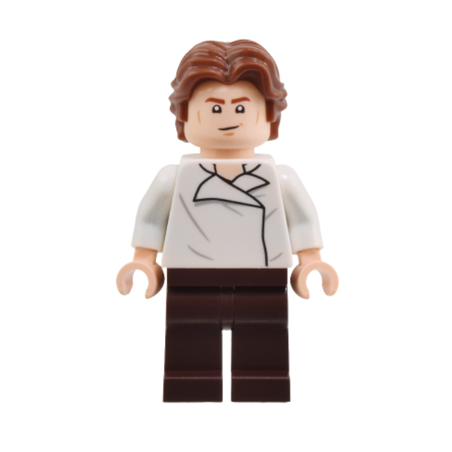 sw1371 Han Solo - White Shirt, Dark Brown Legs, Wavy Hair