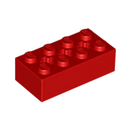 Red Technic, Brick 2 x 4 with 3 Axle Holes