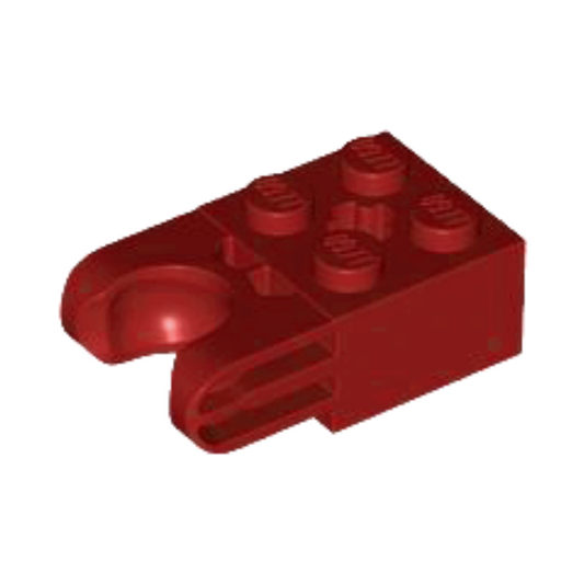 Dark Red Technic, Brick Modified 2 x 2 with Ball Socket and Axle Hole - Straight Forks with Round Ends and Closed Sides