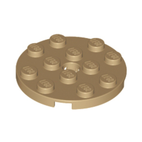 Dark Tan Plate, Round 4 x 4 with Hole