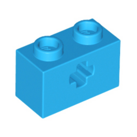 Dark Azure Technic, Brick 1 x 2 with Axle Hole