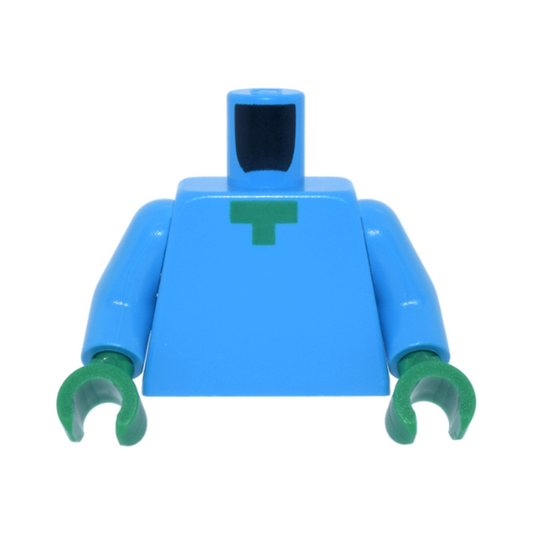 Dark Azure Torso Pixelated Green Neck Pattern (Minecraft Zombie) / Dark Azure Arms / Green Hands