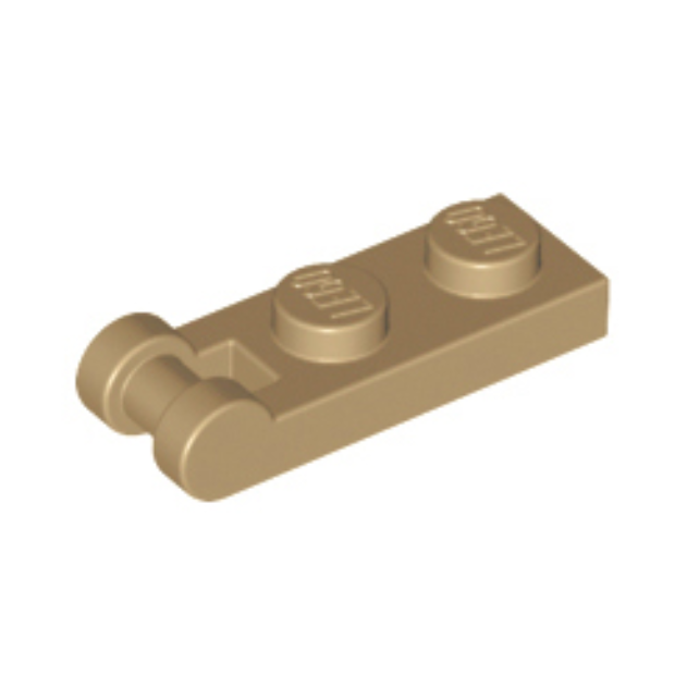 Dark Tan Plate, Modified 1 x 2 with Bar Handle on End