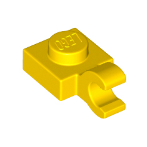 Yellow Plate, Modified 1 x 1 with Open O Clip (Horizontal Grip)