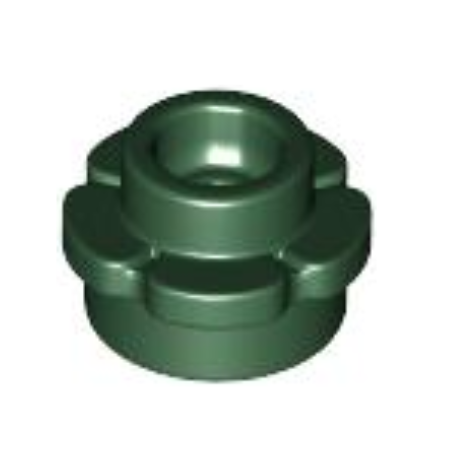 Dark Green Plate, Round 1 x 1 with Flower Edge (5 Petals)