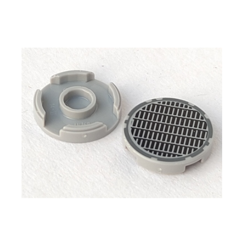 Light Bluish Gray Tile, Round 2 x 2 with Bottom Stud Holder with Fine Mesh Grille Manhole Cover Pattern