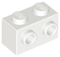 White Brick, Modified 1 x 2 with Studs on 1 Side