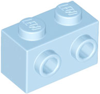 Bright Light Blue Brick, Modified 1 x 2 with Studs on 1 Side