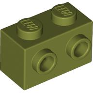 Olive Green Brick, Modified 1 x 2 with Studs on 1 Side