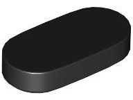 Black Tile, Round 1 x 2 Oval