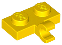 Yellow Plate, Modified 1 x 2 with Clip on Side (Horizontal Grip)