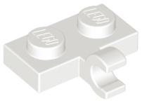 White Plate, Modified 1 x 2 with Clip on Side (Horizontal Grip)