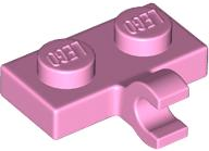 Bright Pink Plate, Modified 1 x 2 with Clip on Side (Horizontal Grip)