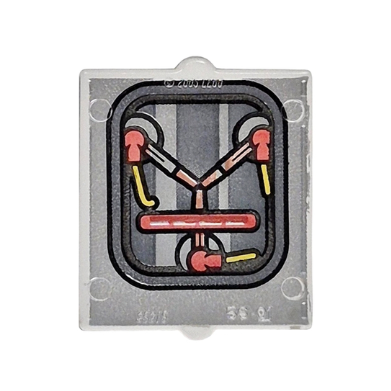 Trans-Clear Glass for Window 1 x 2 x 2 Flat Front with Yellow Wires, Red Connectors, Dark Silver Stripes and Border with Black Outlines on Silver Background Pattern