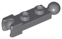 Dark Bluish Gray Plate, Modified 1 x 2 with Tow Ball and Small Tow Ball Socket on Ends