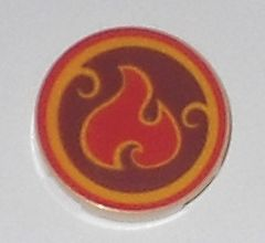 Tan Tile, Round 2 x 2 with Bottom Stud Holder with Elves Fire Power Icon Pattern