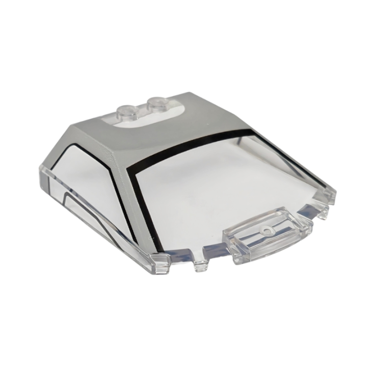 Trans-Clear Windscreen 6 x 6 x 1 1/3 Straight Sides with Light Bluish Gray Roof and Black Window Frame Outline Pattern